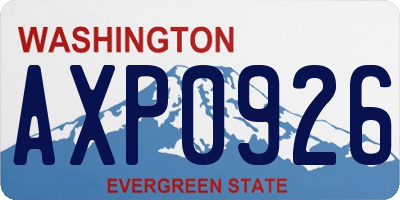 WA license plate AXP0926