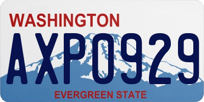 WA license plate AXP0929