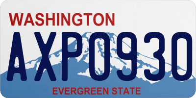 WA license plate AXP0930