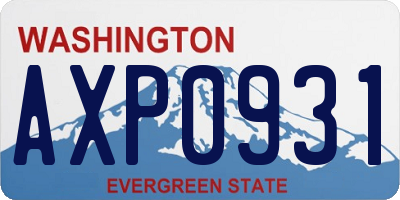 WA license plate AXP0931