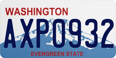 WA license plate AXP0932