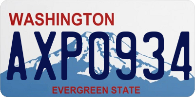 WA license plate AXP0934