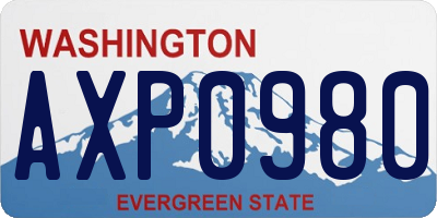WA license plate AXP0980