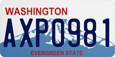 WA license plate AXP0981