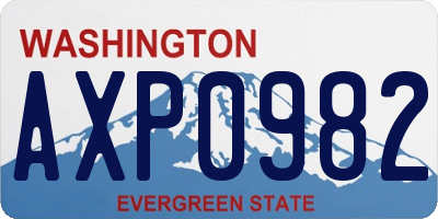 WA license plate AXP0982