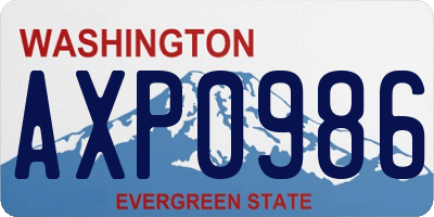 WA license plate AXP0986