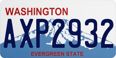 WA license plate AXP2932