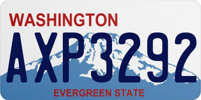 WA license plate AXP3292