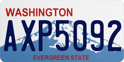 WA license plate AXP5092