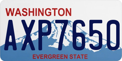 WA license plate AXP7650