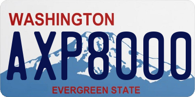 WA license plate AXP8000
