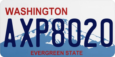 WA license plate AXP8020