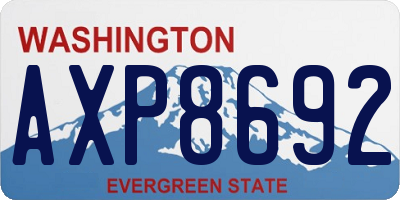 WA license plate AXP8692