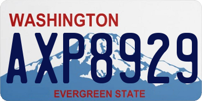 WA license plate AXP8929