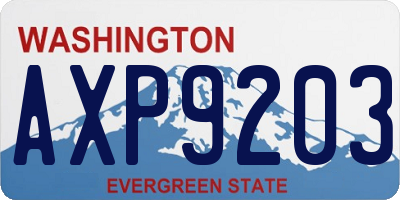 WA license plate AXP9203
