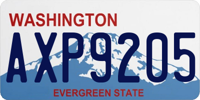 WA license plate AXP9205