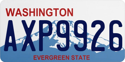 WA license plate AXP9926
