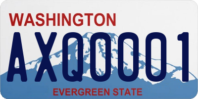 WA license plate AXQ0001