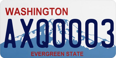 WA license plate AXQ0003