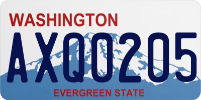 WA license plate AXQ0205