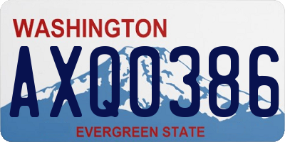 WA license plate AXQ0386