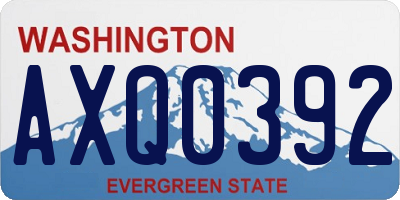 WA license plate AXQ0392