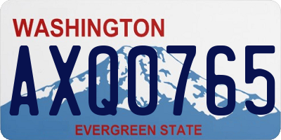 WA license plate AXQ0765