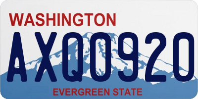 WA license plate AXQ0920