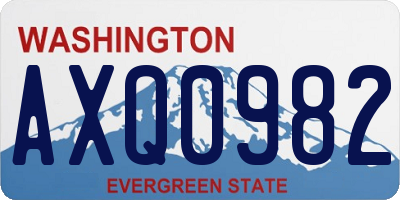 WA license plate AXQ0982