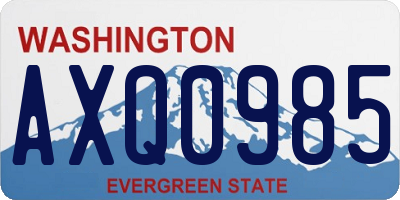 WA license plate AXQ0985