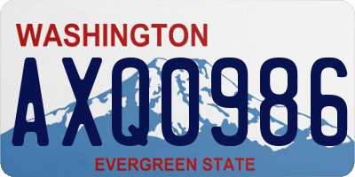 WA license plate AXQ0986