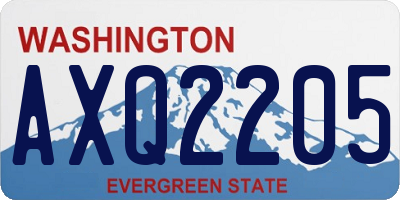 WA license plate AXQ2205