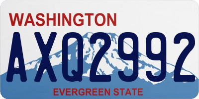 WA license plate AXQ2992