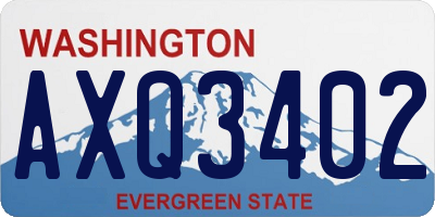WA license plate AXQ3402