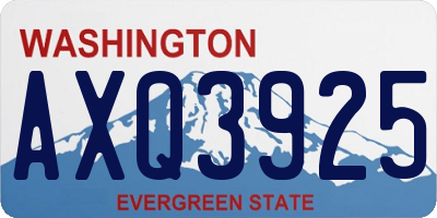 WA license plate AXQ3925