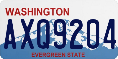 WA license plate AXQ9204