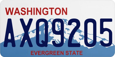 WA license plate AXQ9205