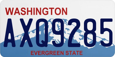 WA license plate AXQ9285
