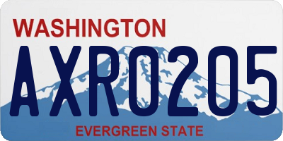 WA license plate AXR0205