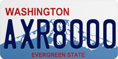 WA license plate AXR8000