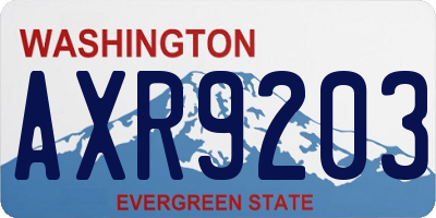 WA license plate AXR9203