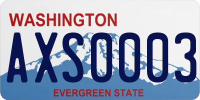 WA license plate AXS0003