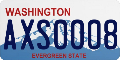 WA license plate AXS0008