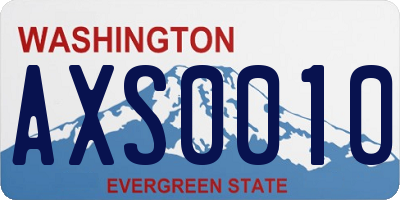 WA license plate AXS0010