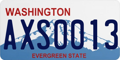 WA license plate AXS0013