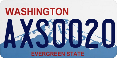 WA license plate AXS0020