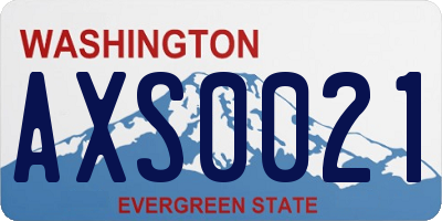 WA license plate AXS0021