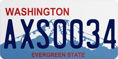WA license plate AXS0034