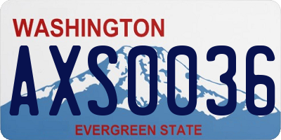 WA license plate AXS0036