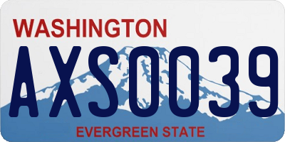 WA license plate AXS0039